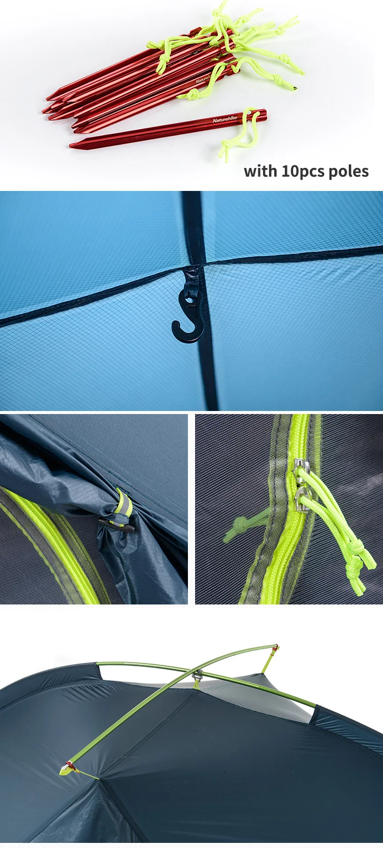 Naturehike Tagar Campingzelt, ultraleicht, 4000 mm, wasserdicht, Überdachungszelte, 1–2 Personen, schneller Aufbau, Outdoor-Rucksack, Fahrradzelt – Detail 8