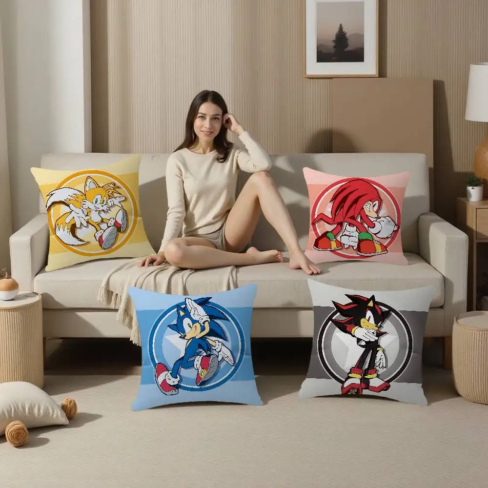 Cartoon Game S-SoNiC-C R-RuMbLe-E Pillow Cushion Cover Pillowcase Living Room Sofa Home Decor Customized