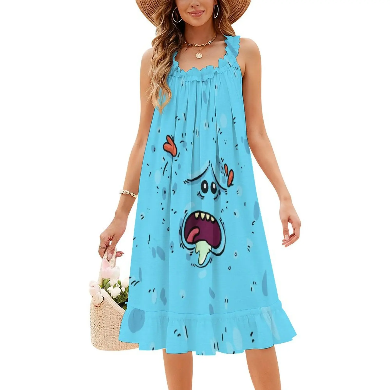 فستان Mr Meeseeks المثير للإجازات لكامل الوجه للنساء فستان قصير لحفلات الشاطئ وأعياد الميلاد Mr Meeseeks الموسم 4 Tristan Klein Woman #4