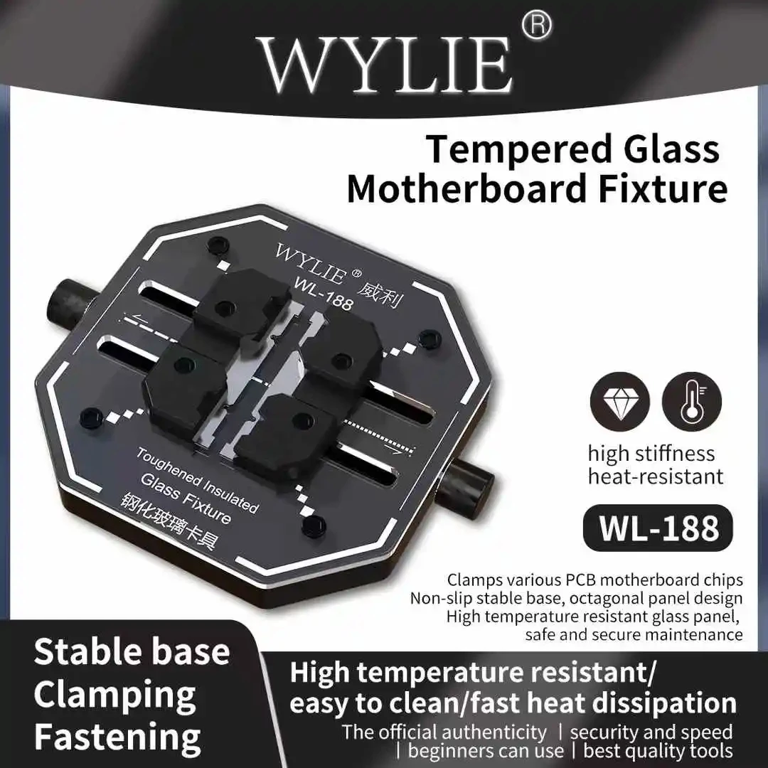 WYLIE WL-188 Tempered Glass Motherboard Clamp High-Temp Resistant for Mobile Phones Motherboard PCB Repair Hand Tools