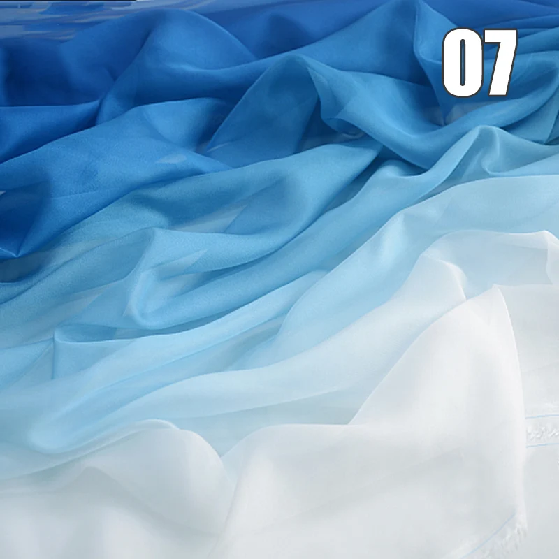 

1m Chinese Hanfu Chiffon Fabric Gradient Color Rainbow Stage Dance Costume Dress Wedding Decor DIY Sewing Craft Fabric