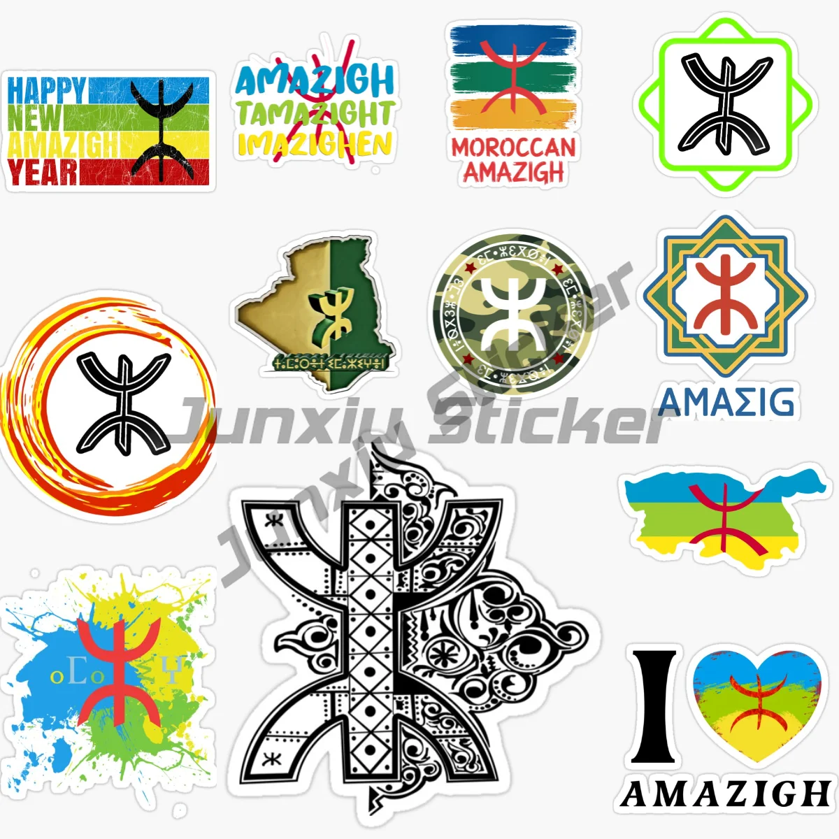 

AMAZIGH Berber North African Indigenous Peoples Flag National Emblem Car Sticker Self-adhesive Decal Car Decoration Accessories