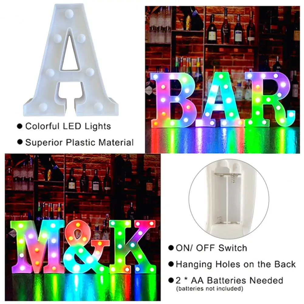 Reusable Decorative Letter Dimmable Led Letter Lamp with Remote Control Colorful Marquee Alphabet Light Battery for Wedding