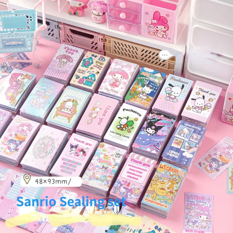 Juego de pegatinas de sellado híbrido Kawaii Sanrio, calcomanías autoadhesivas de dibujos animados de Hello Kitty, papelería decorativa, 290