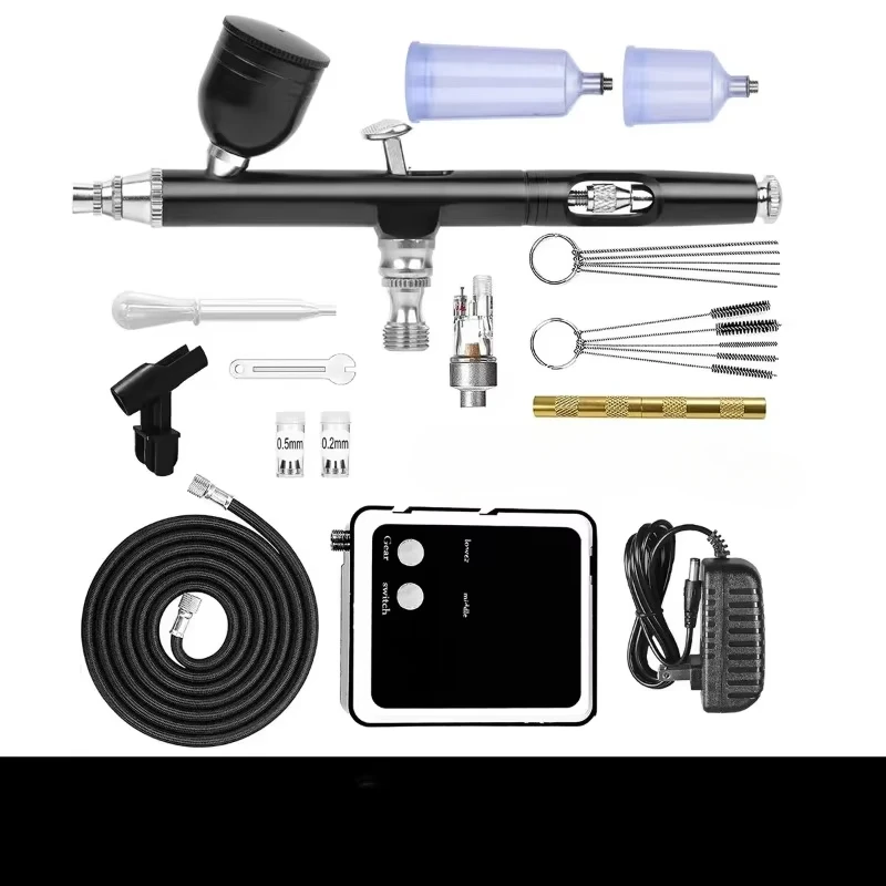 Neoeco 30PSI Airbrush Kit, Dual-Action Multi-Function Portable Airbrush Set  Noise-reducing Compressor for Painting Cake Model