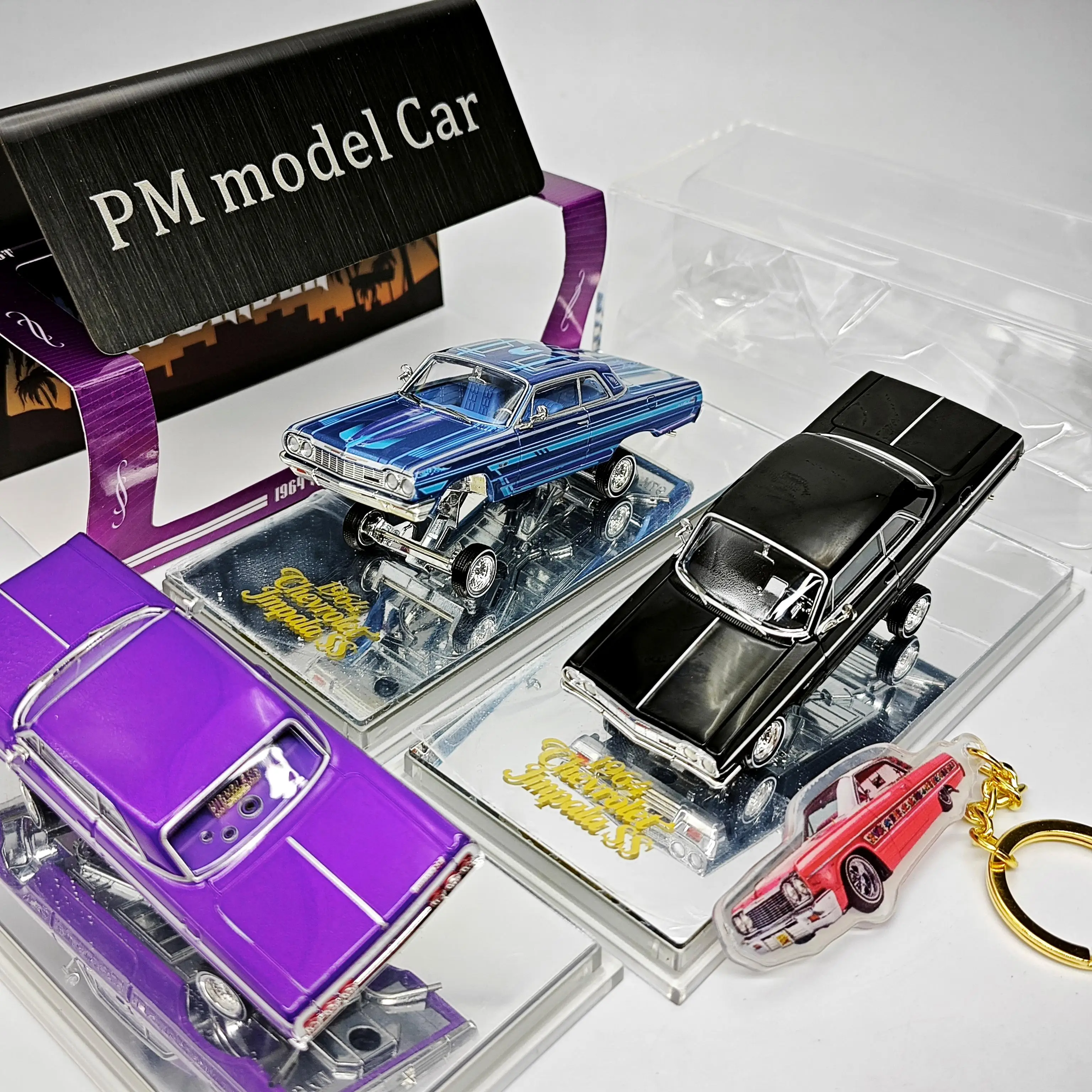 [In Stock] 97M 1:64 Chevrolet Impala 1964 Low Rider Hydraulic Chassis Modified Version Alloy Diecast Model Car