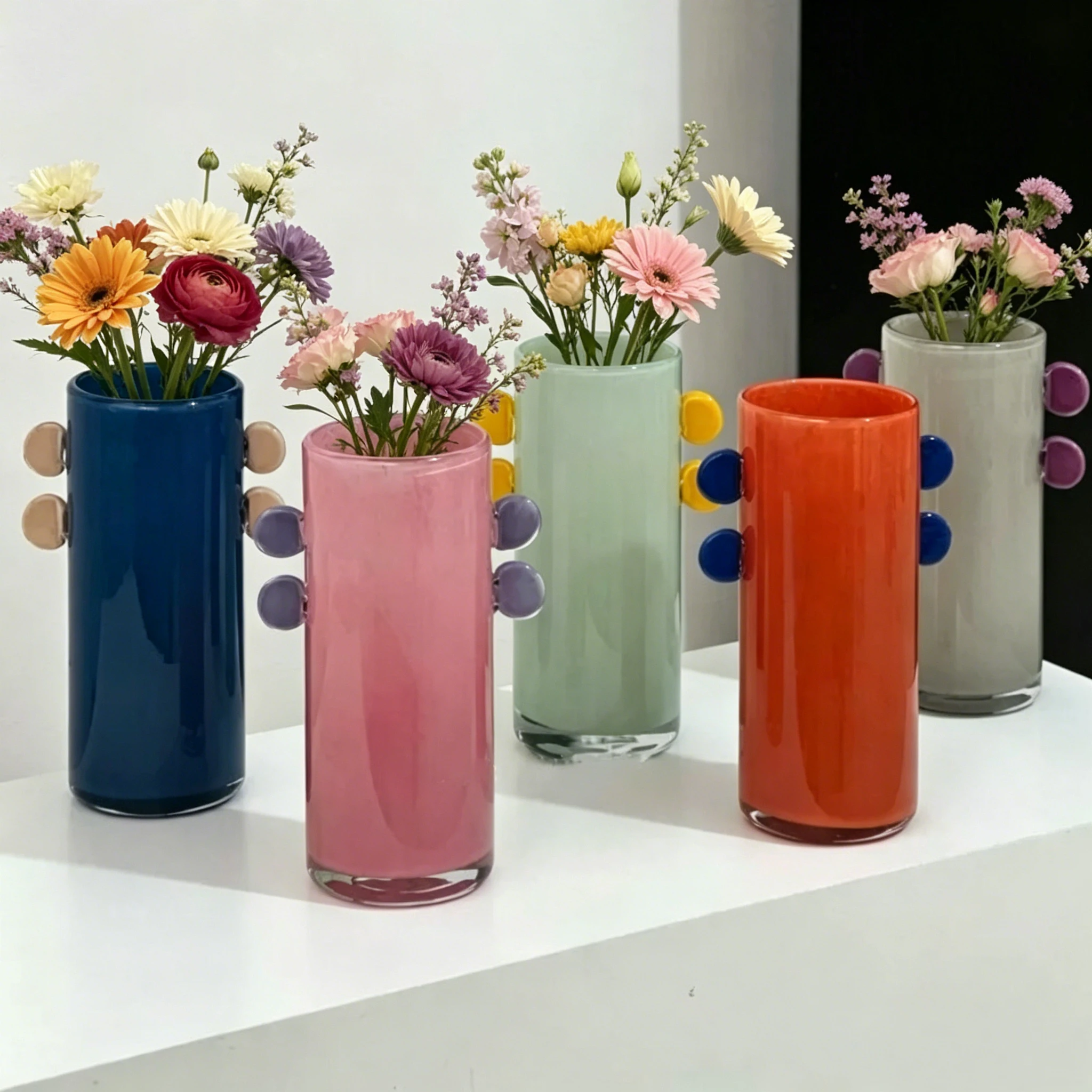 Nordic Geometric Glass Vase Color Patch Vase Hydroponic Glass Container Flower Arrangement Accessories Home Desktop Vase