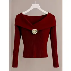 Autumn New Korean Chic Top Tee Ladies Simplicity Bottoming Shirt Women Temperament V-neck Knitting Sweater Slim Solid Color Tops