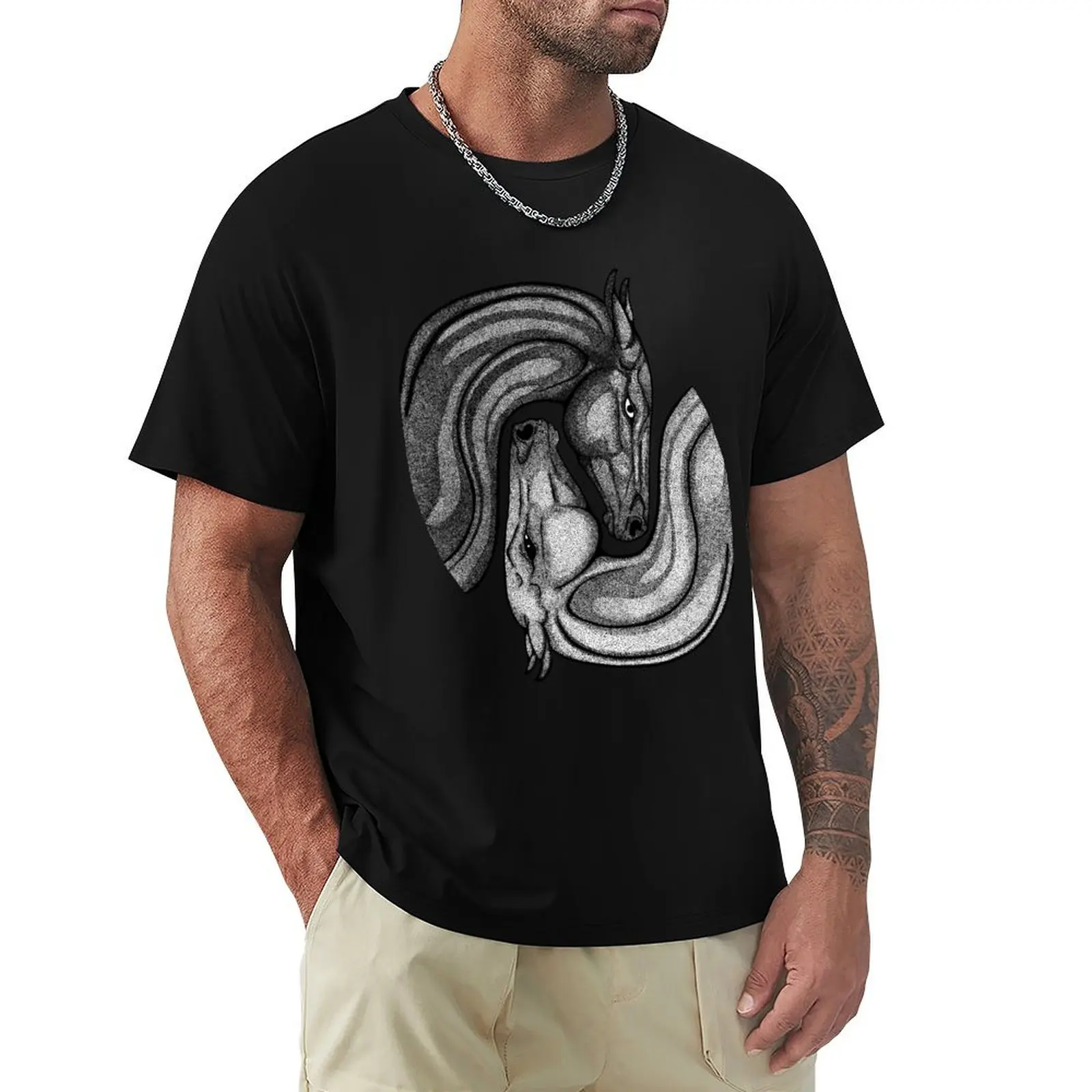 Хлопковая футболка для мальчиков с принтом ахал текэ Инь Ян, белая мужская футболка