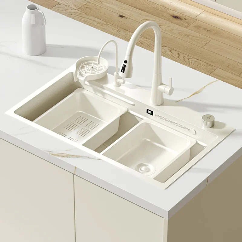 

Milk white kitchen large single slot 304 stainless steel vegetable washing basin