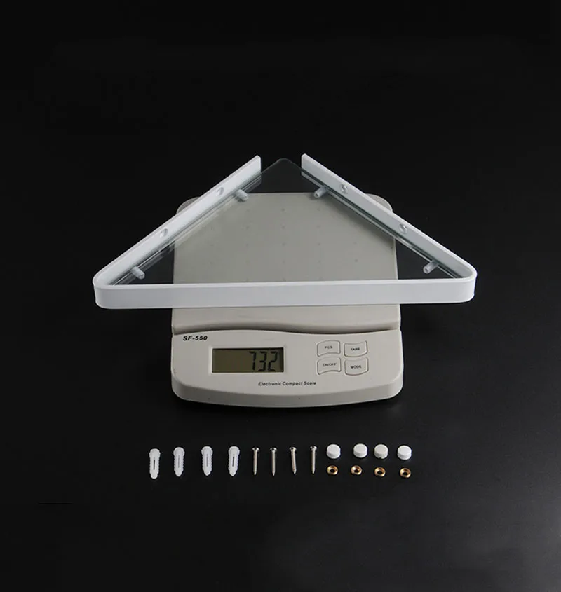 

White Aluminum Bathroom Dresser Shelf Wall-mounted Bathroom Shower Rack Toilet Storage Rack Glass Corner Rack Bathroom Shelf