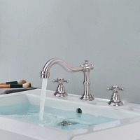 Brushed Nickel Brass Widespread Deck-Mounted Tub 3 Holes Dual Cross Handles Kitchen Bathroom Tub Sink Basin Faucet Tap mbn012