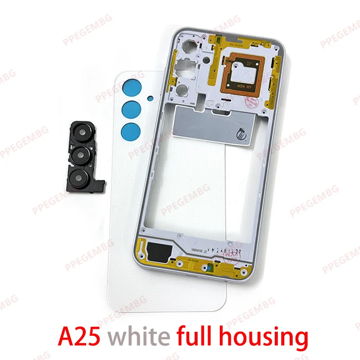 A25 5G A256 For Samsung Galaxy A25 SM-A256 Battery Case Housing Chassis Middle Frame Back Cover Panel + Camera Lens Repair Parts