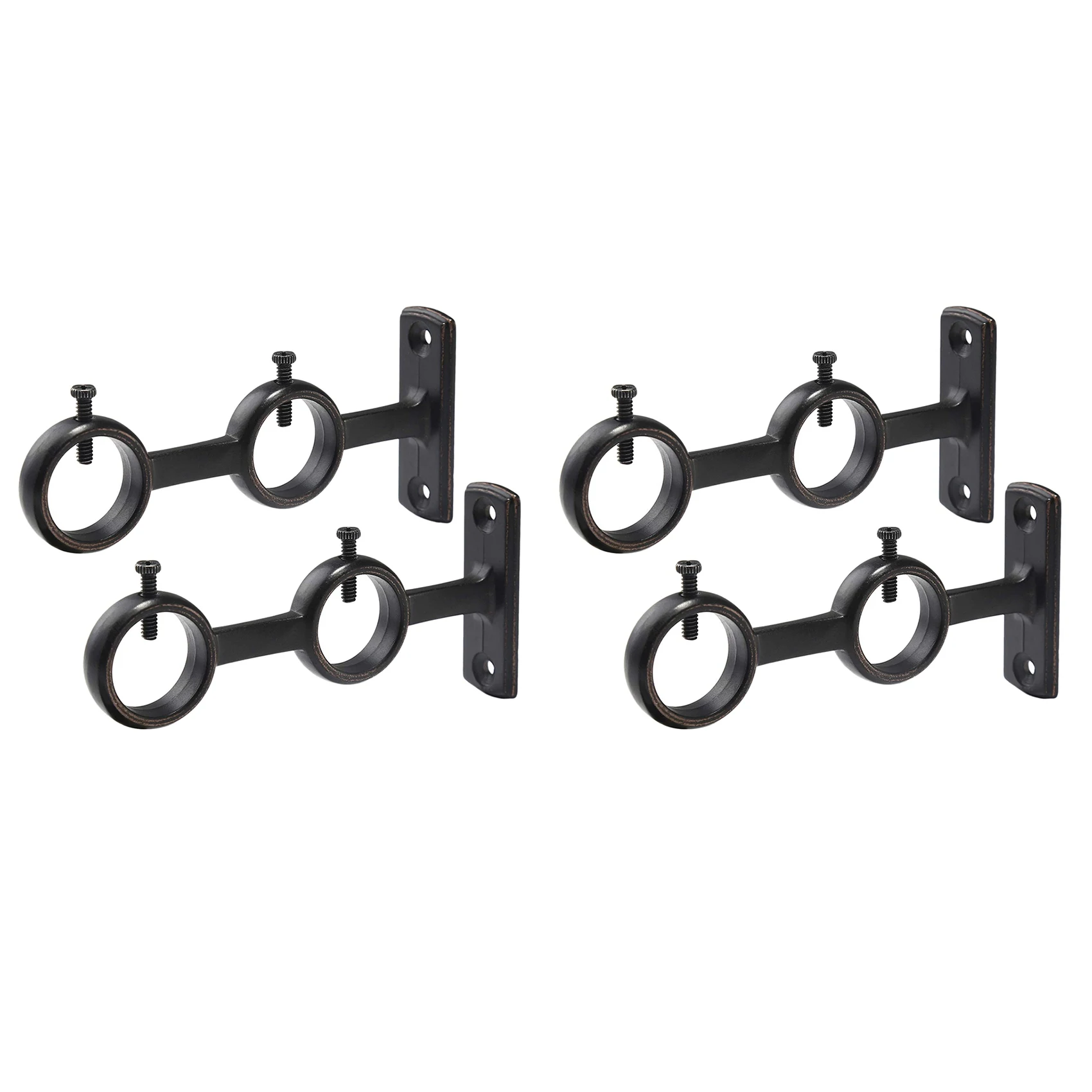 [Superx&KND]Curtain Rod Bracket, 4Pcs Double Curtain Rod Holder, Double Rod Brackets Hooks For Living Room Bedroom Curtain Rods