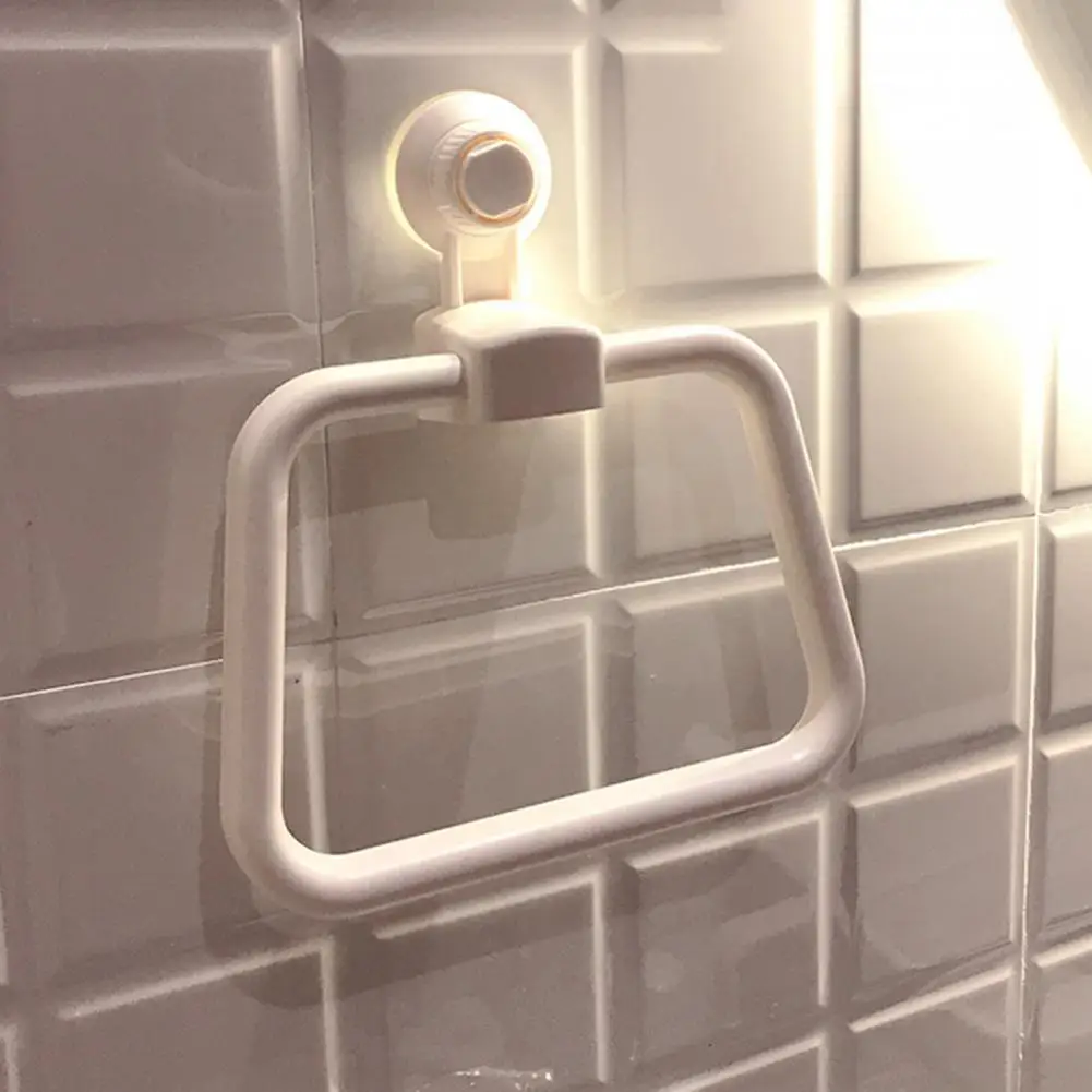 Towel Ring Punch Free Wall Mounted Space-saving Removable ABS Hand Towel Holder with Strong Suction Base Home Supplies