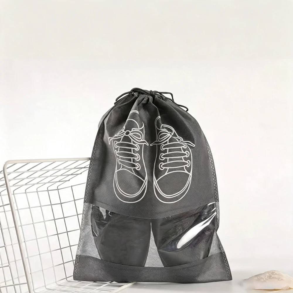 Non-woven fabric shoe storage bag - drawstring pocket - home use - travel storage bag - dust and moisture-proof - eco-friendly b