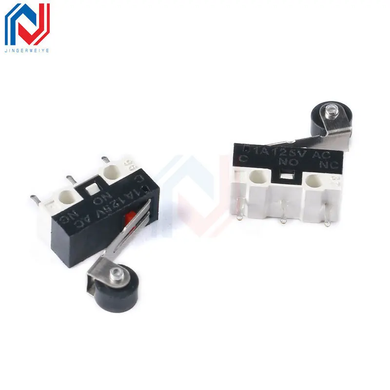 10Pcs Mini Micro Limit Switch NO NC 3 Pins PCB Terminals SPDT 1A 125V Roller Arc lever Snap Action Push Microswitches