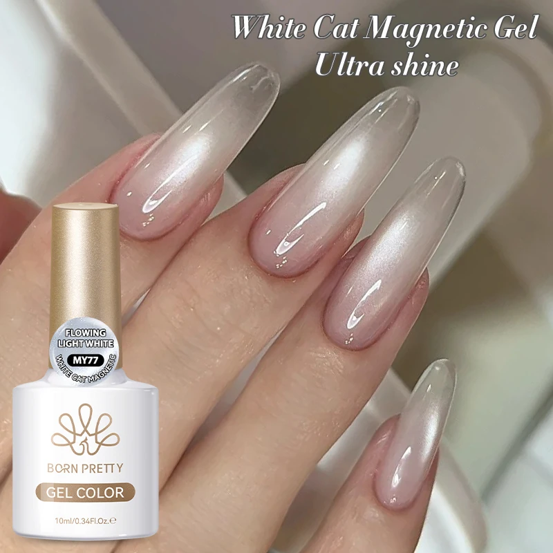 BORN PRETTY 10 ml White Cat Magnetic Gel Jelly Color Ultra Shine Semi Permanent Soak Off UV LED Gel Maniküre Nail Art Lack