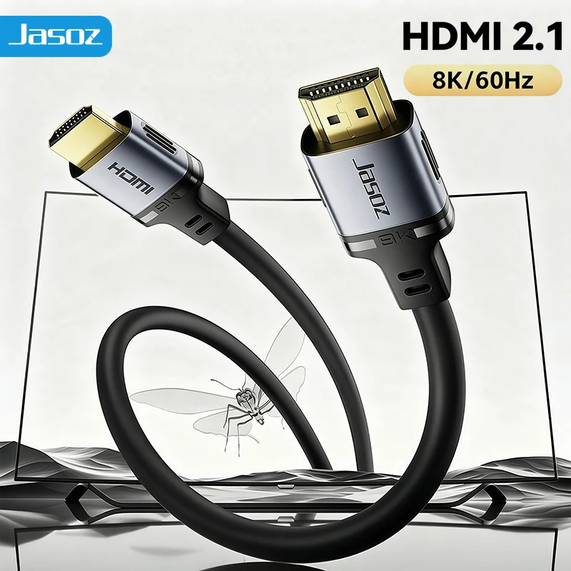 Jasoz 8K HDMI Cable 48Gbps Ultra High Speed 8K@60Hz 4K@120Hz HDMI 2.1 Cord Dynamic HDR 3D eARC for TV Projector PS5 PS4 HDTV