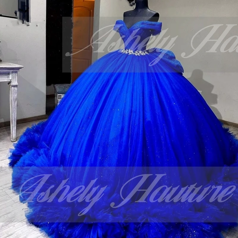 Customized Royal Blue 15 Year Old Girl Quinceanera Dresses Bow Ruffle Ball Gown Women Prom Special Occasion Wear Party 14 26 New image 3