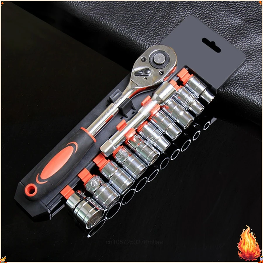 Professional Socket Wrench Kit with Extension Rod Universal Automotive for Car Motorcycle Bike Maintenance DIY Household Repair