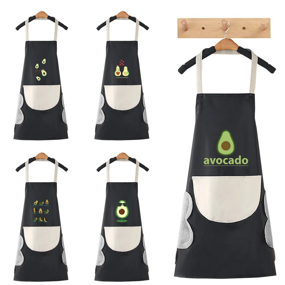 

Hand-wiping Kitchen Household Cooking Apron Oil-proof Waterproof Men Women Waist Fashion Coffee Overalls Apron Avocado Pattern