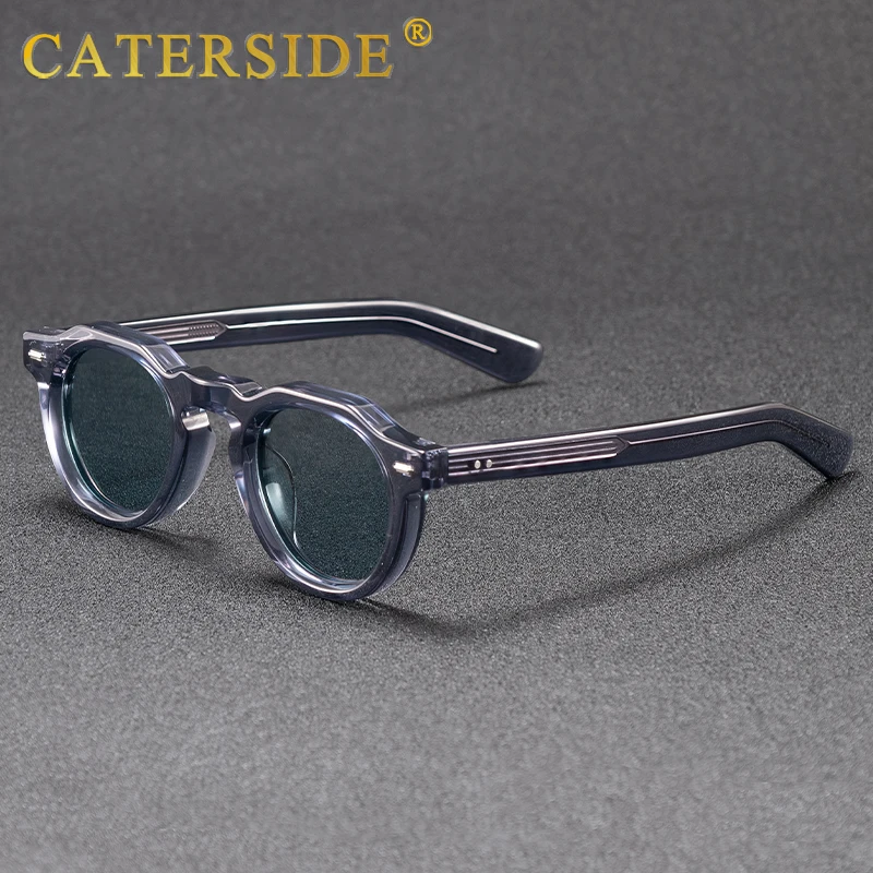 

CATERSIDE Vintage Acetate Round Men Sunglasses Small Frame High-Quality Frame Sun Glasses Women Party Travel Outdoor Glasses