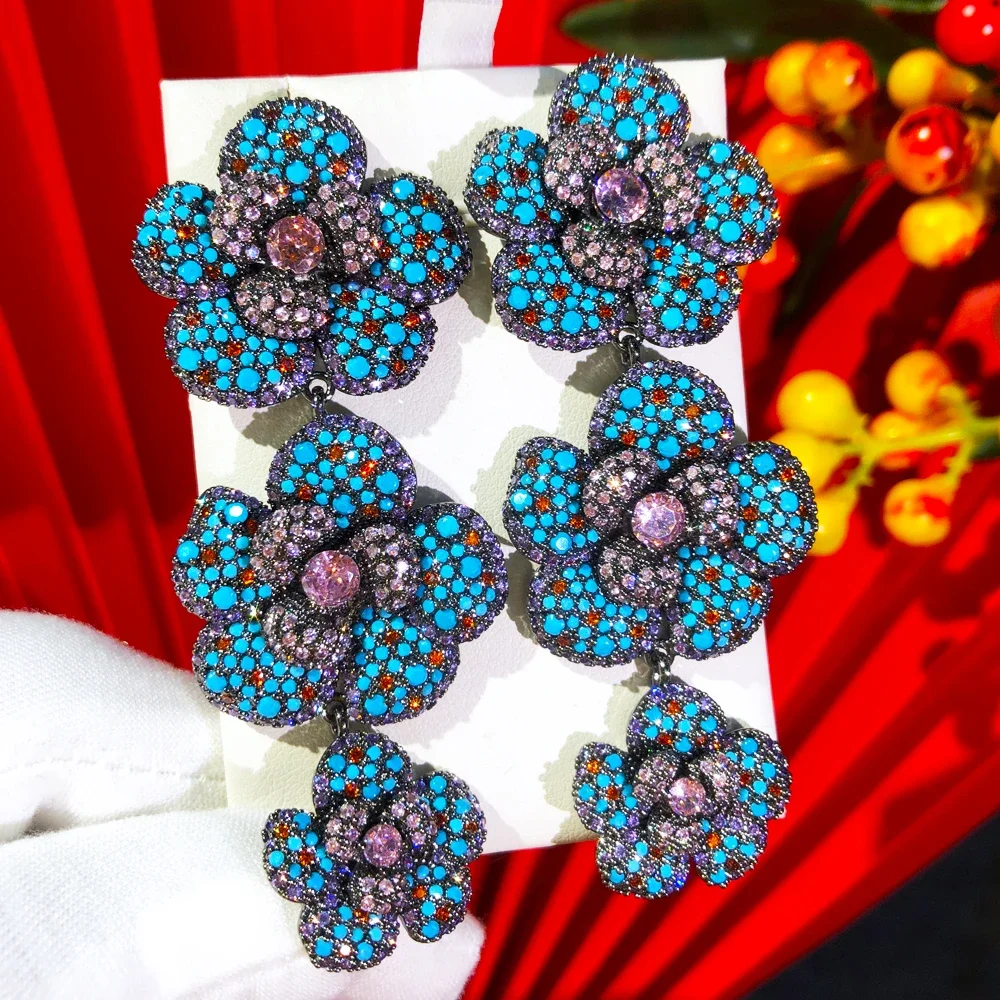 

Kellybola Romantic Luxury Gorgeous Drop Earrings For Women Bridal Earrings Cute Shiny Flowers Fashion Girl Gift 2024 New Hot