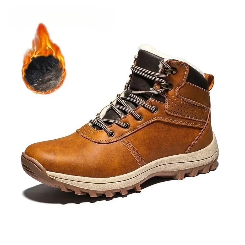 

Super Warm Men Winter Boots Big Size Men Boots Fur Plush Snow Boots Waterproof Winter Shoes For Men High Top Outdoor Boots Shoes