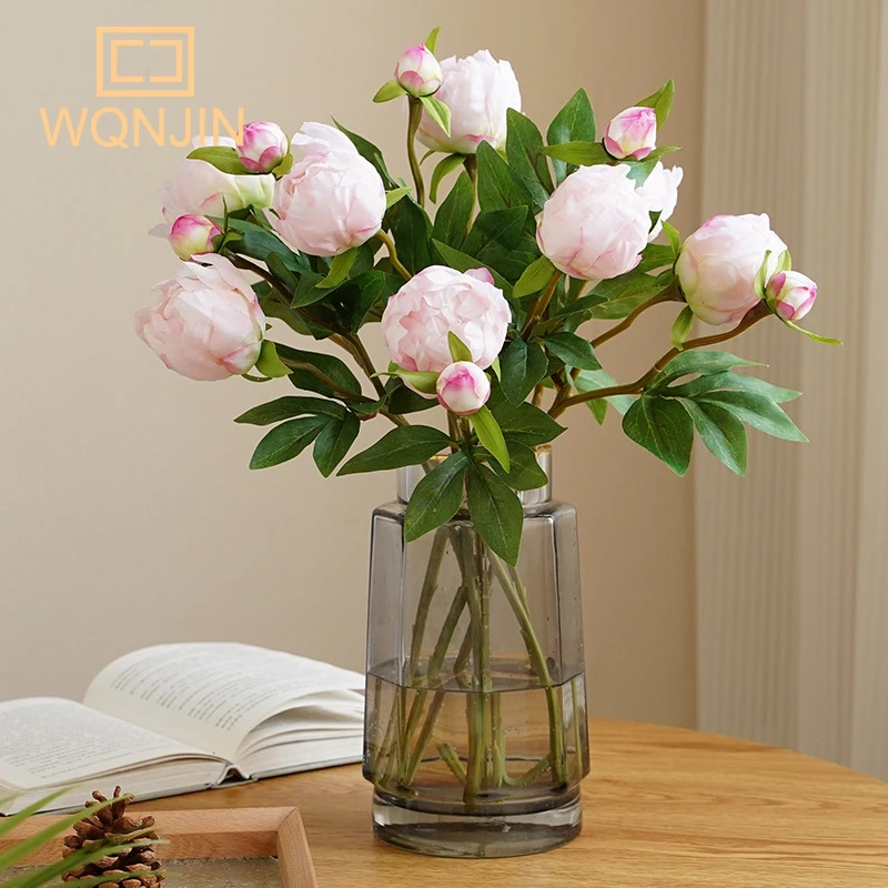 European-Style 2 Head Simulated Peony Wedding Home Soft Decoration Flower Arrangement Silk Flower Arrangement Flower Art Peony