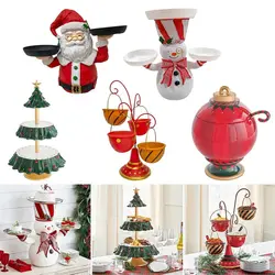 1Pc Christmas Tree Dessert Table Fruit Plate Double Layer Cake Stand Holiday Party Candy Plate Snack Tray Xmas Snack Rack Holder