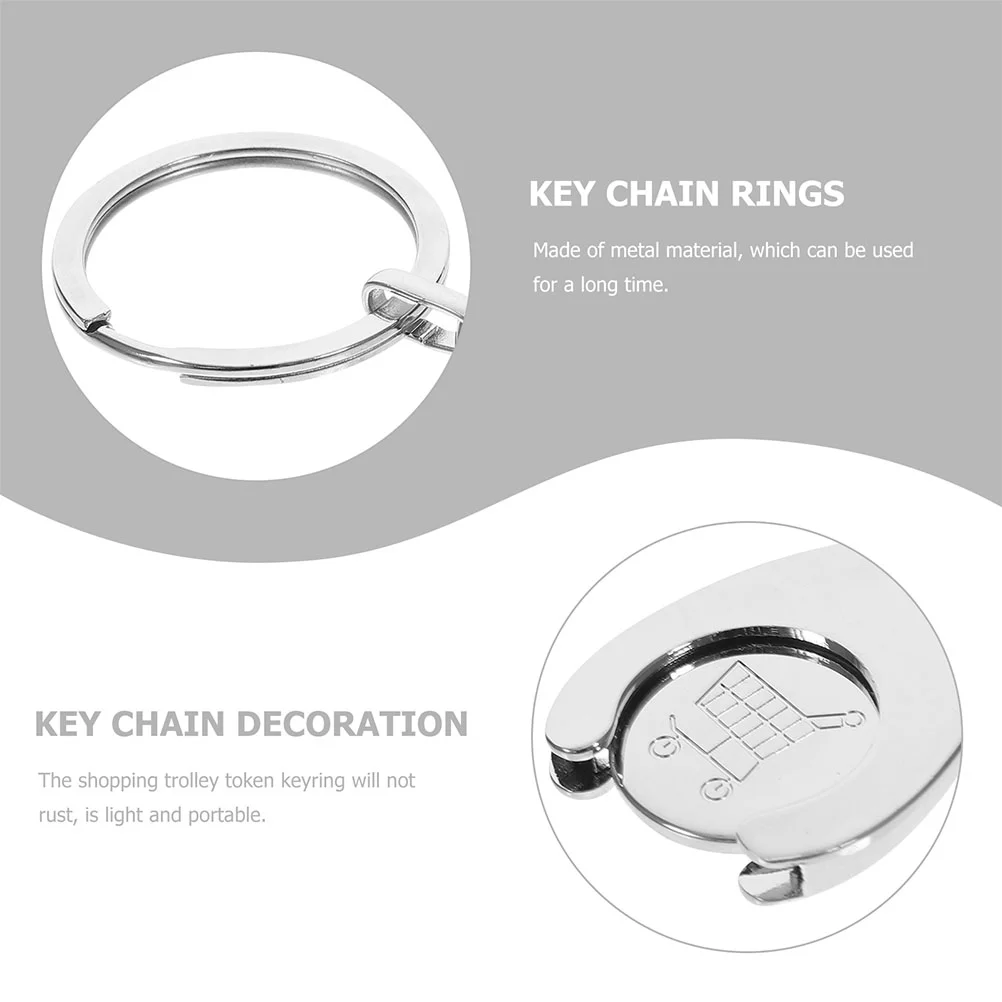 Cart Key Token of The Lid Keychain Ornament Portable Rings Silver Metal Shopping