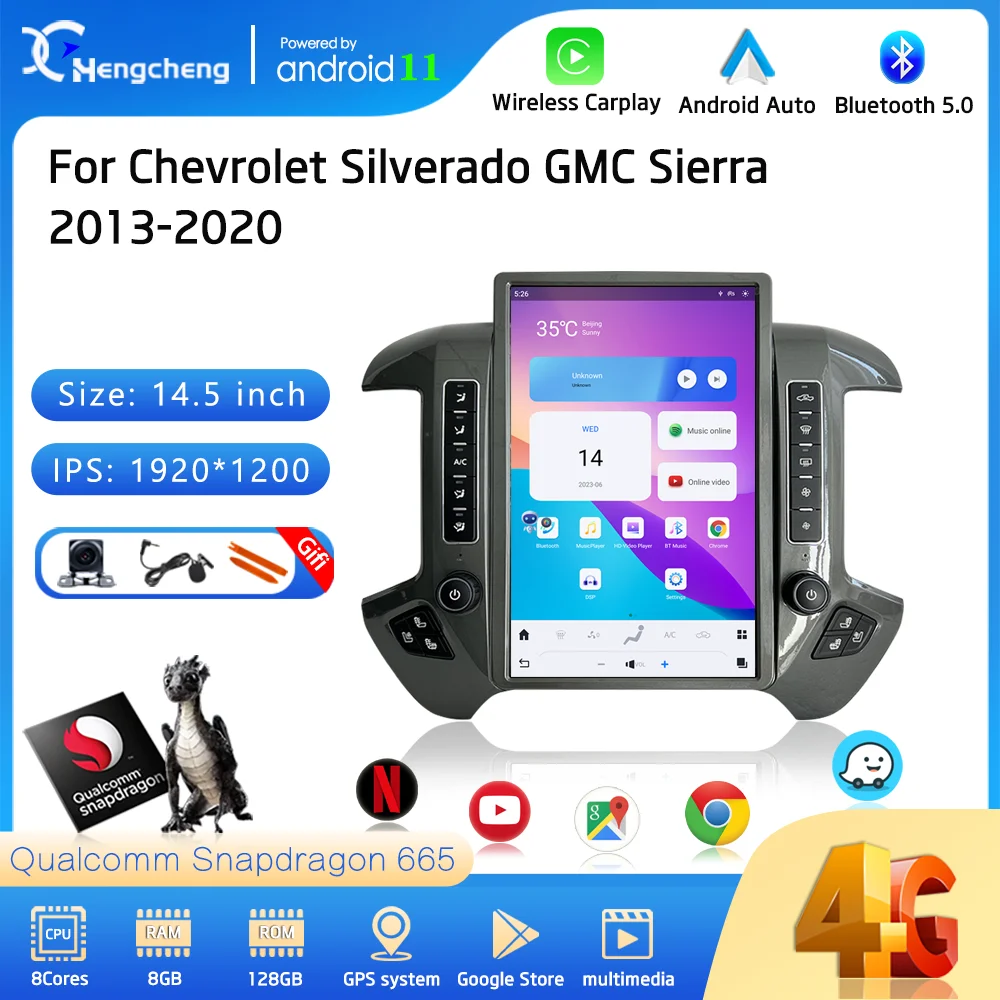 

14.5″ Android 11 Car Multimedia Video Player For Chevrolet Silverado GMC Sierra 2013-2019 Stereo GPS Navigation 8Core Carplay 4G