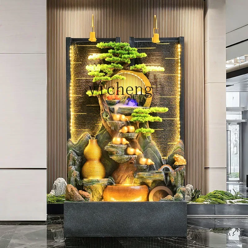 

TQH water curtain wall screen porch hotel lucky rockery decorative courtyard garden fish pond humidifier fountain landing