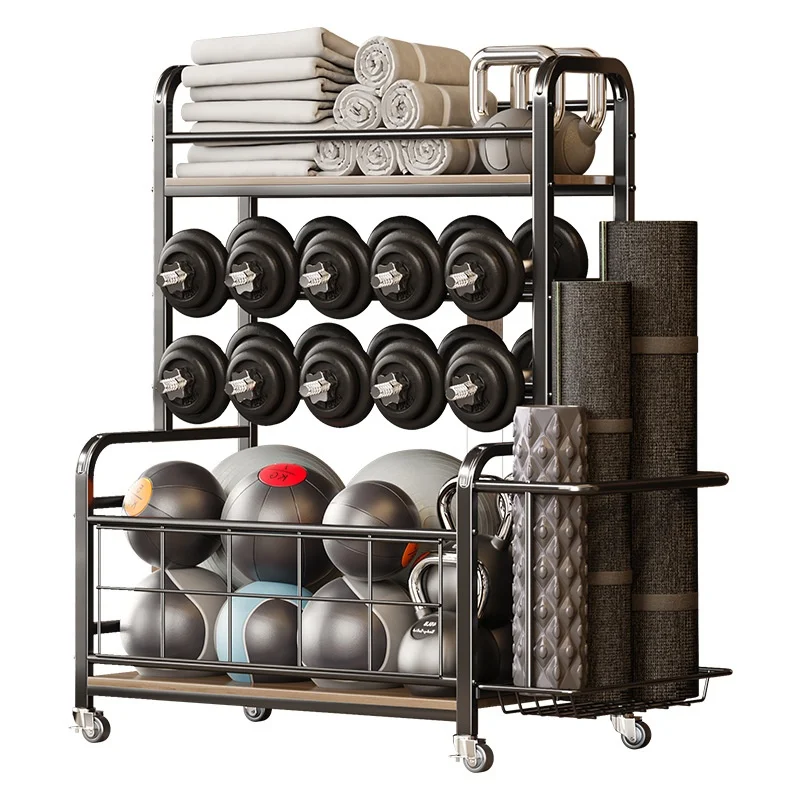 

Colorful Modern Metal Storage Rack for Exercise Fitness Equipment Yoga Mats Sports Supplies Pot-4-Layer Multifunction Organizer