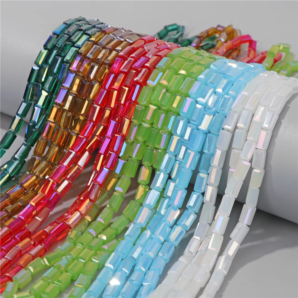 Fashion Faceted Rectangle Shape Austrian Crystal Bead 4x8mm Loose Spacer Glass Beads For Jewelry Making Accessories 70pcs/lot