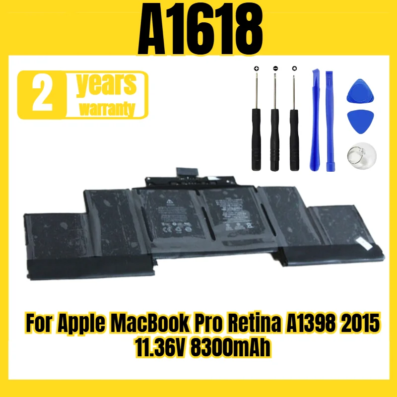 

A1618 laptop battery, suitable for Apple MacBook Pro Retina A1398 2015, battery, new large capacity, free tool 11.36V 8300mAh