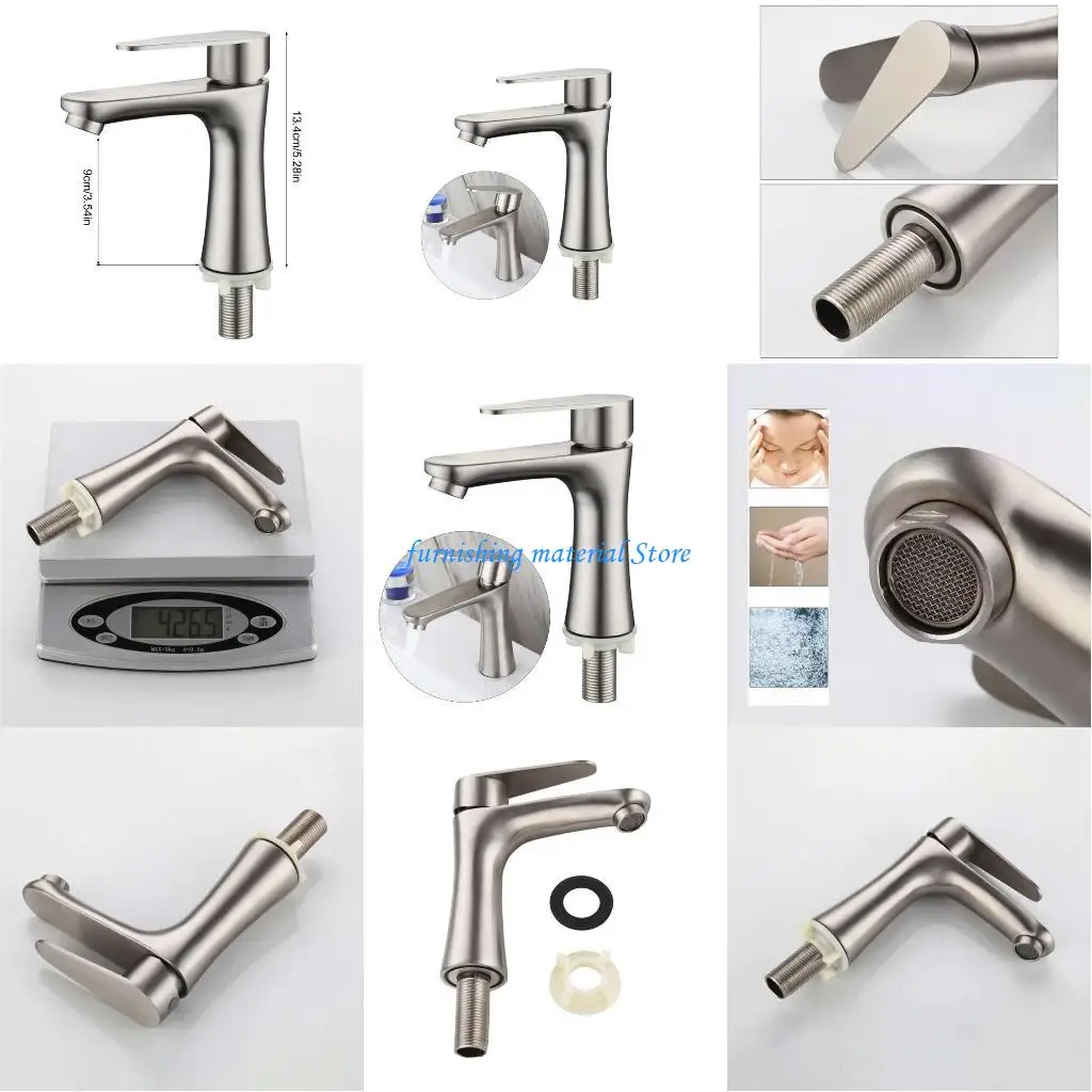 

Y5GD Hygienic Steel Bathroom Cold Tap Easy to Install Cold Water Faucet Leak Proof Cold Water Tap Steel Faucet