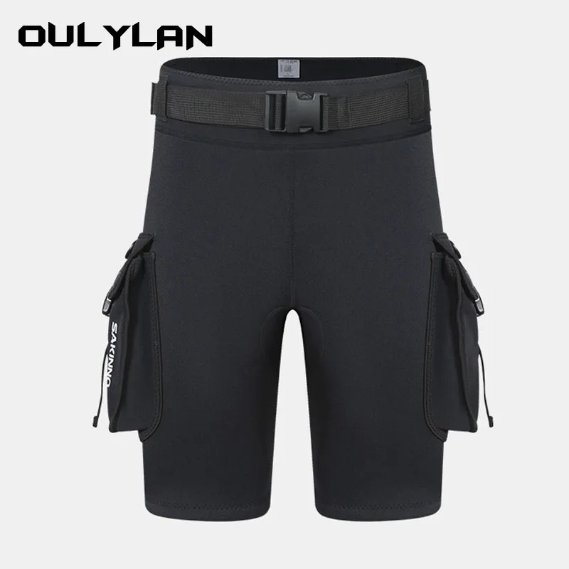 Oulylan 3mm Neoprene Tech Kayaking Shorts Shorts Wetsuits Spearfishing Surfing Shorts Canoeing Scuba Diving Shorts with Pocket