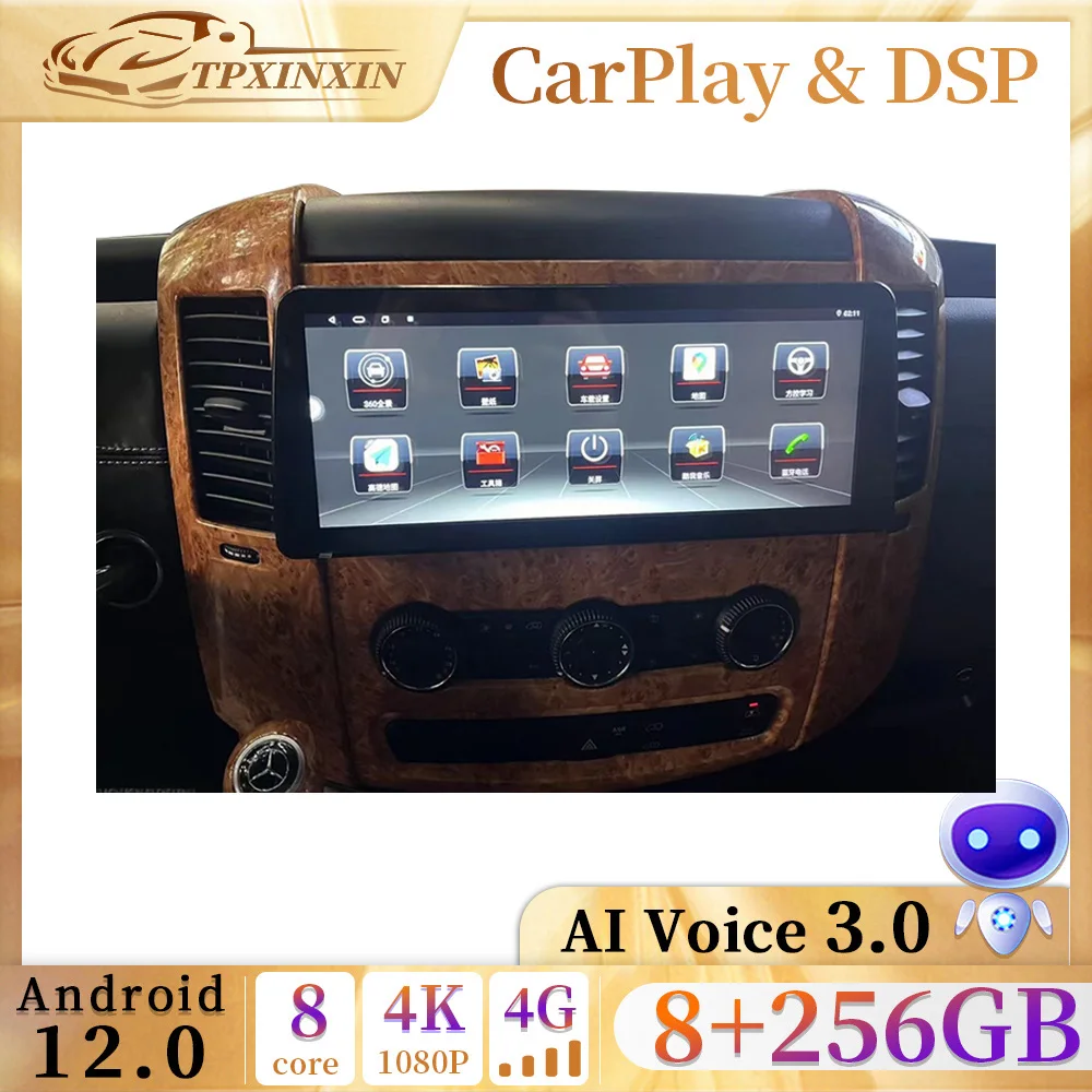 8+256GB Android 12.0 Car Radio For Benz Sprinter/Spinway CarPlay AutoRadio Multimedia Player Navigation Stereo GPS With WIFI 4G