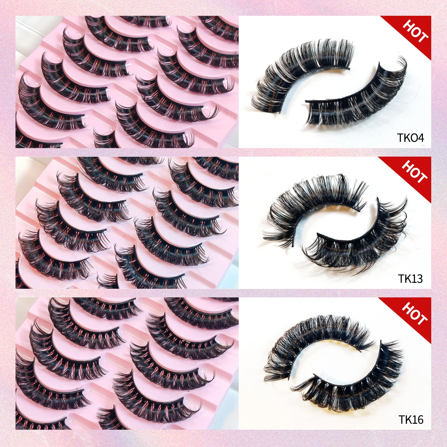 

Free Shipping 10 Pairs Russian Strip Lashes 10mm-18mm Dcurl Faxu Mink Eyelashes Fluffy False Eyelashes Makeup