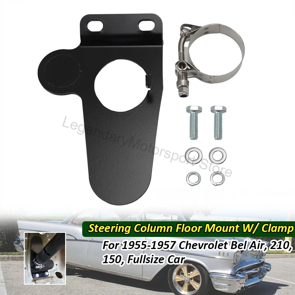 Soporte de suelo de columna de dirección para coche Chevrolet Bel Air Fullsize 1955 1956 1957 con abrazadera de hierro