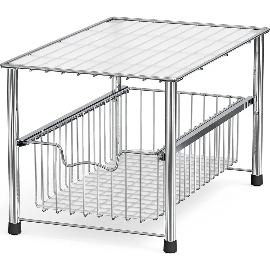 

Chrome Metal Stackable Storage Rack, 16.75 in L x 10.8 in W x 10.25 in H