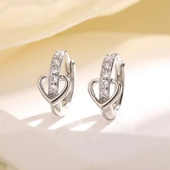 

Настоящее серебро 925, циркон, сердце, звезда, крест, серьги-кольца для женщин, мини-милые ювелирные изделия, минималистичные аксессуары