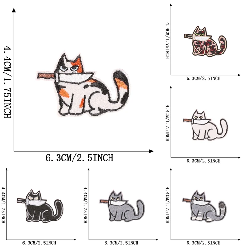 12pcs Lot Knife Cats Cute Animals For Clothes Patches Iron On Embroidered Pack Applique Diy Fabric Kids Sew Thermoadhesive