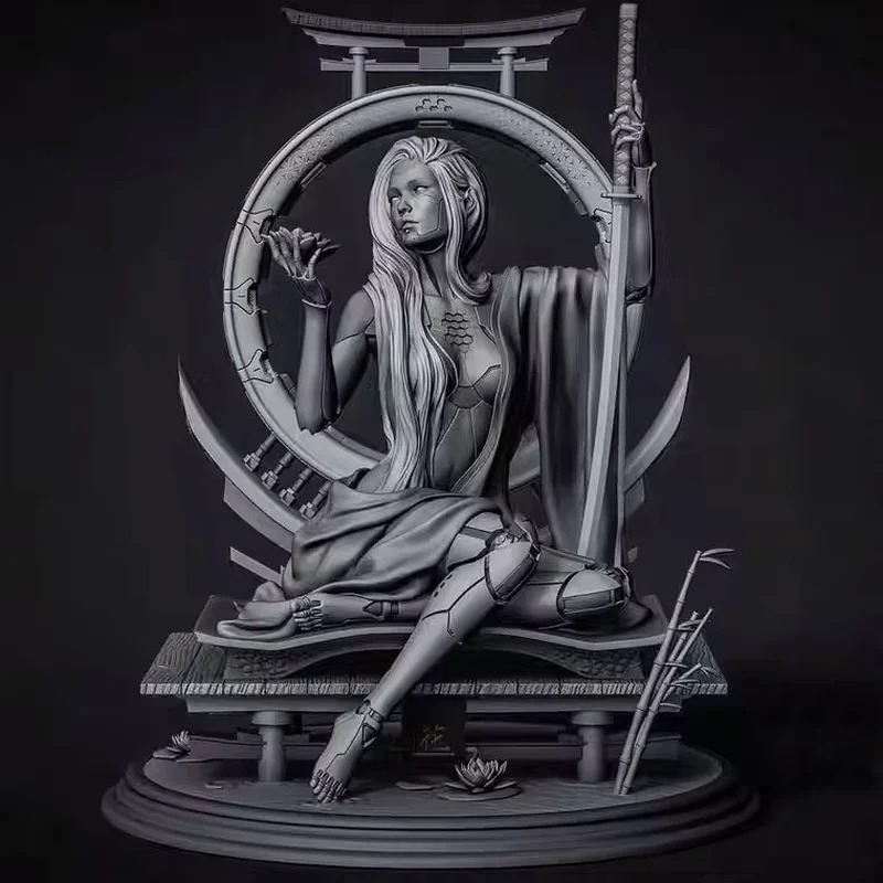 

75mm Science Fiction Female Robot Resin Model Kit Figure Micro Miniature 3d Printed White Model Toy Gk Unassembled And Unpainted