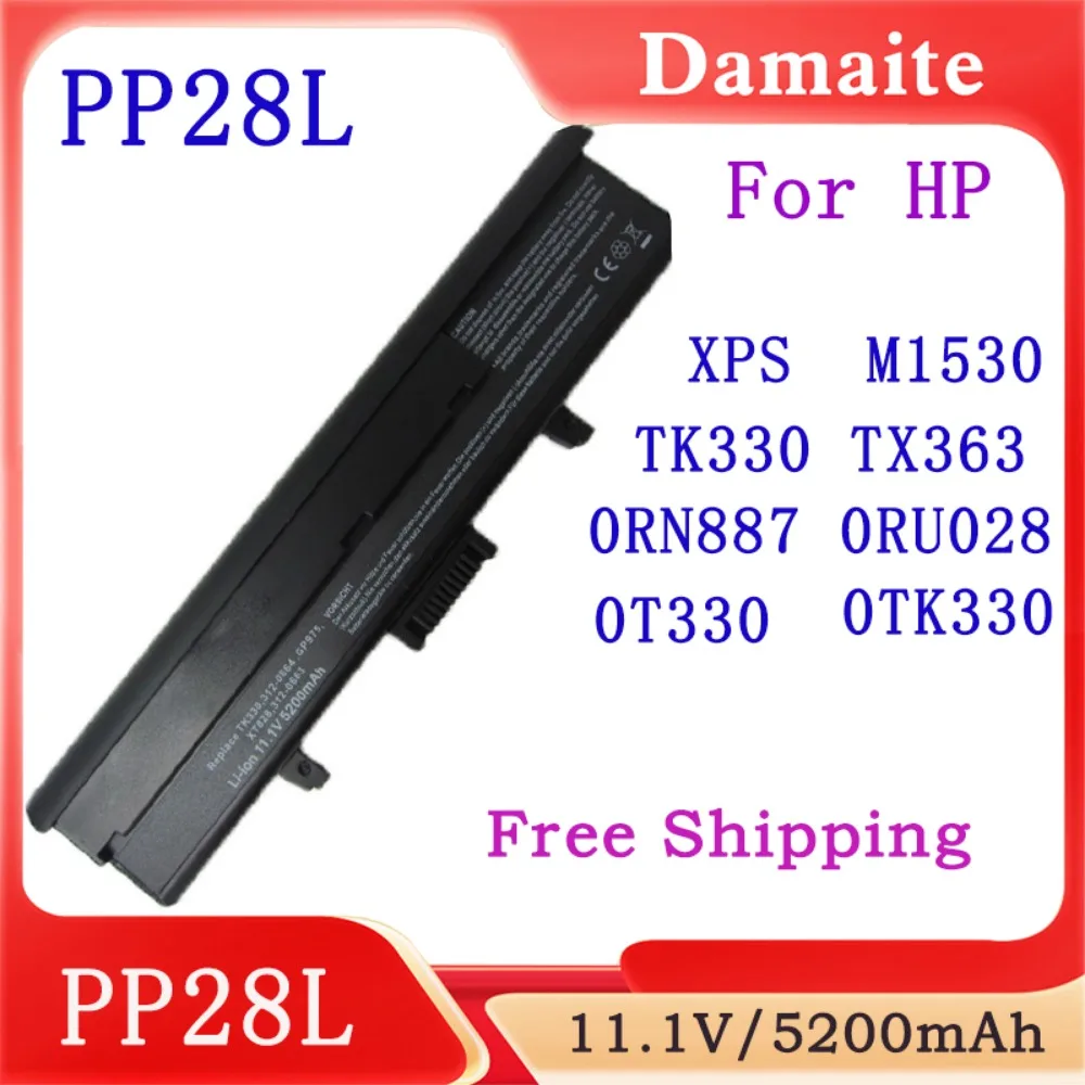 

PP28L Laptop Battery For DELL XPS M1530 TK330 M1530 TX363 RN887 RU028 T330 TK362 XT816 XT827 3UR18650F-2-DLL-23/0 Laptop Battery