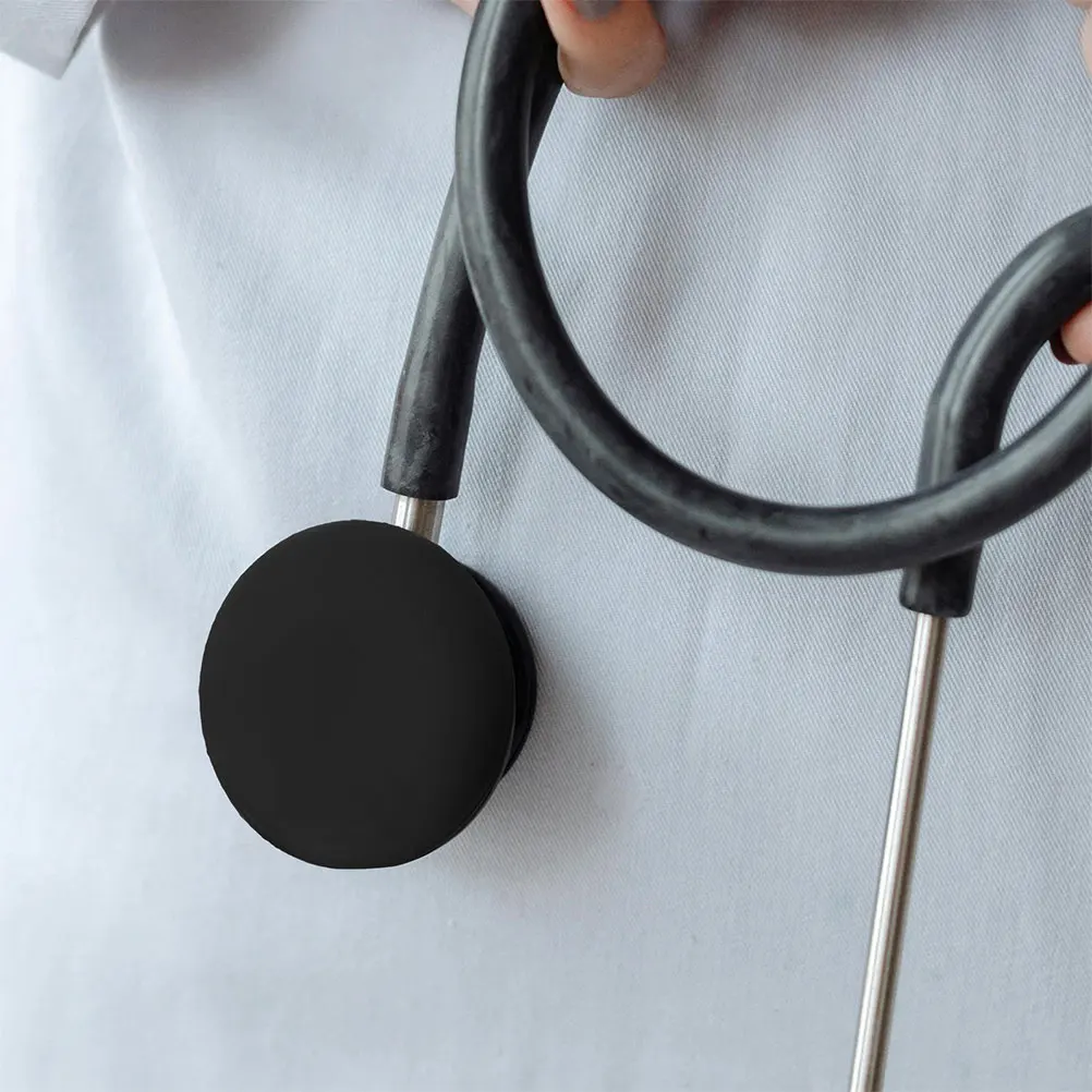 10 Pcs Black Silicone Stethoscope Covers Protector Disposable Diaphragm Cases Ear Tips Replacement Parts Supplies