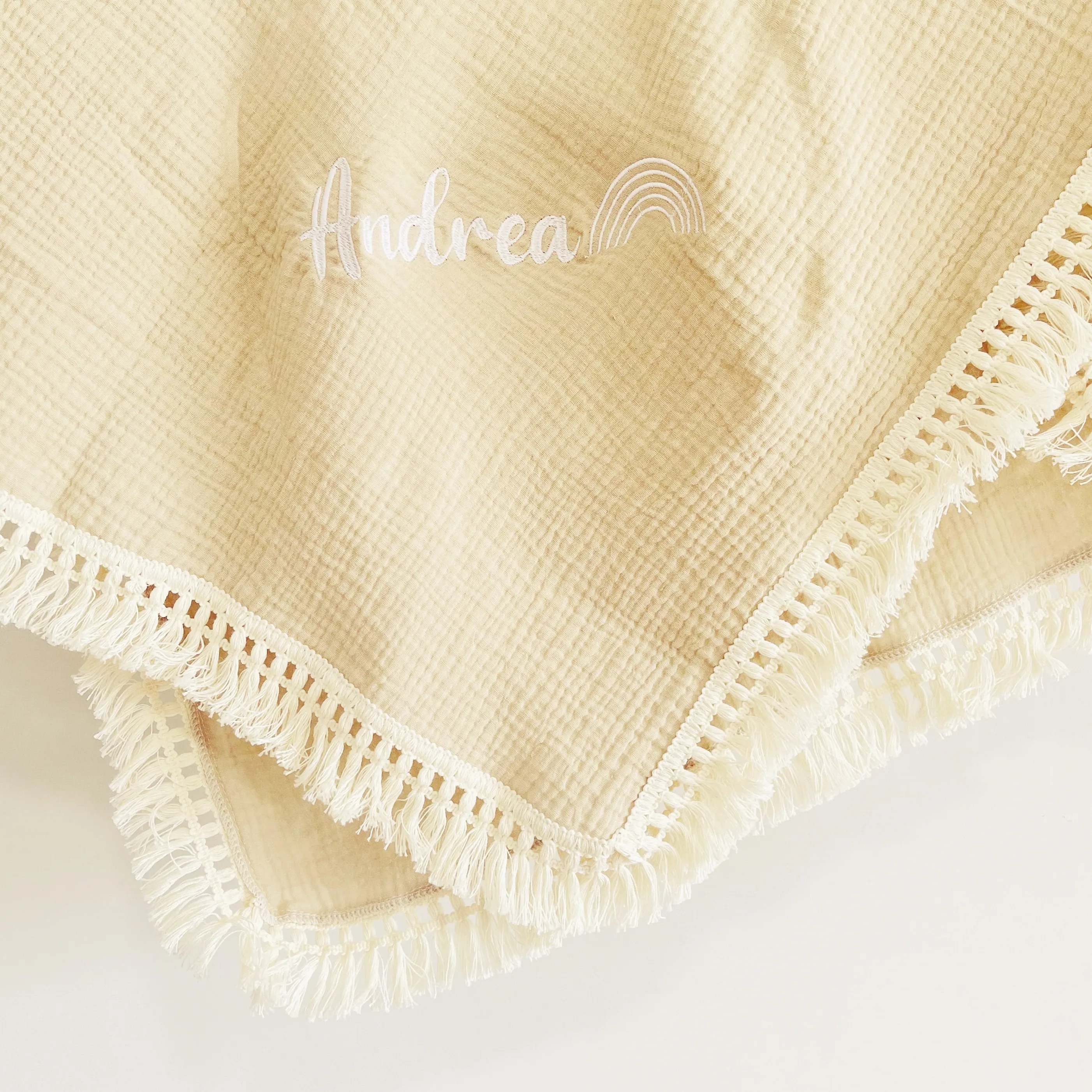 Name Personalised Baby Blankets Tassel Receiving Blanket Newborn Muslin Cotton Swaddle Wrap Baby Infant Sleeping Quilt Bed Cover