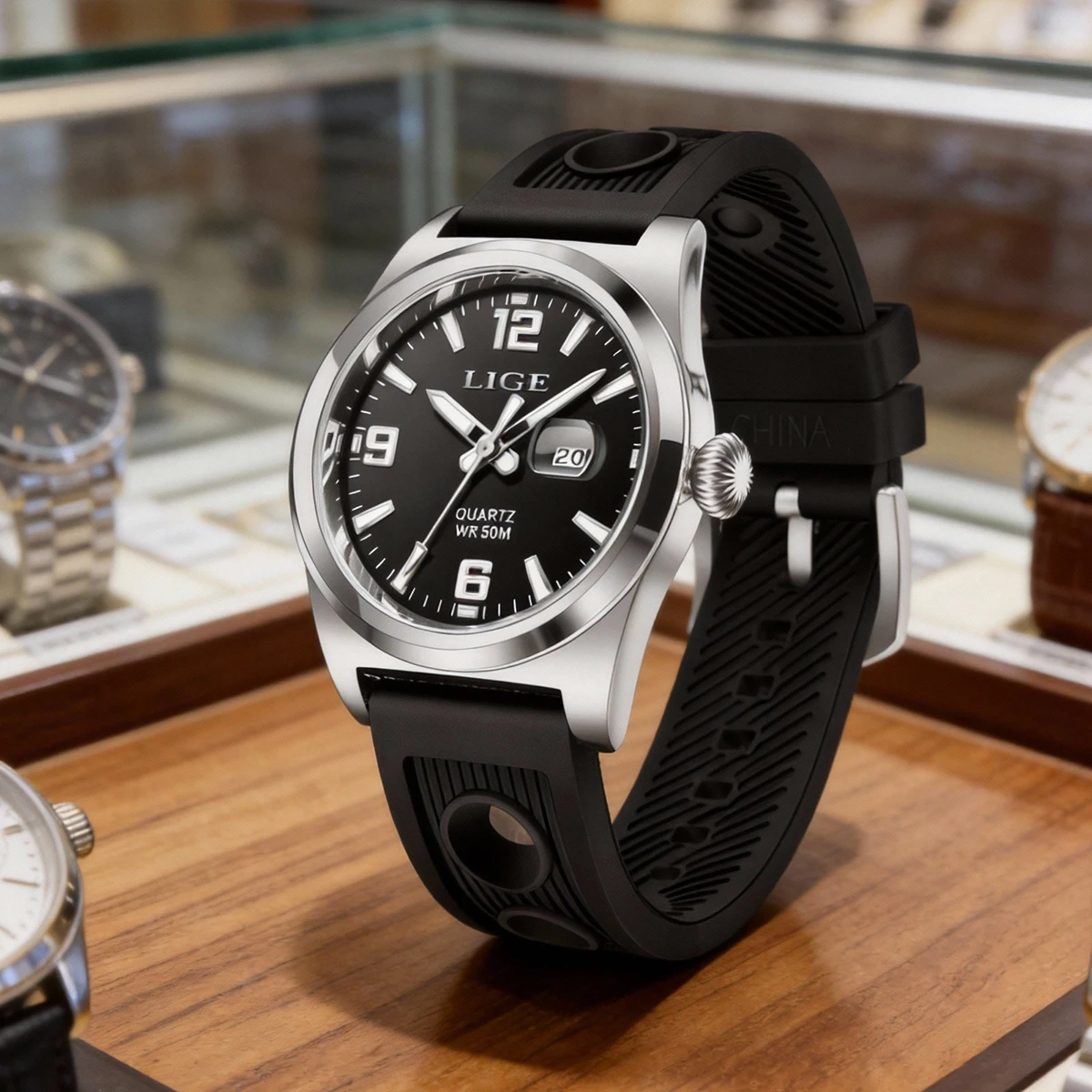 

Часы LIGE для студентов, мужские модные спортивные часы с простым циферблатом и датой, кварцевые, черные, Erkek Saat, Relogio Masculino, reloj hombre